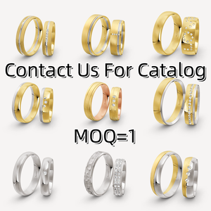 Nhẫn cưới/nhẫn đính hôn vàng nguyên chất 10k 14k 18k đính kim cương, bộ nhẫn đôi dành cho nam nữ - Product Image 2