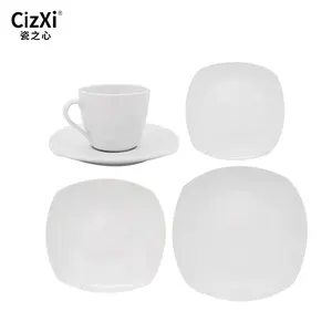 20pc White square shape modern living porcelain dinner ware set for party restaurant wedding dinnerware