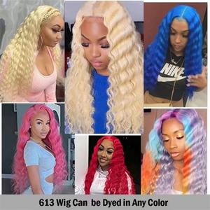 Peluca de Cabello Humano con Frente de Encaje HD Rubio 613, Peluca Completa de Encaje Transparente, Cabello Virgen Natural con Ondas Profundas, Rizado 13x4, 30 Pulgadas - Product Image 6