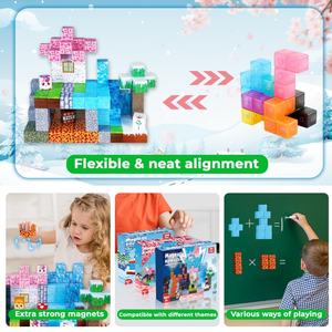Blocs magnétiques en plastique 150 pièces <span class=keywords><strong>Cubes</strong></span> magnétiques empilables Dark Forest Glacier Castle Building Block Set STEM Montessori Sensory Toys - Product Image 5