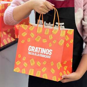 Bolsas de Papel Kraft Reciclables y Desechables Ecológicas para Comida para Llevar de Restaurantes, con Impresión Personalizada de su Propio Logotipo - Product Image 4