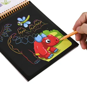 Custom Diy Scratch Off Papieren Boek Regenboog Scratch Art Tekentafel Boek Set Voor Kids