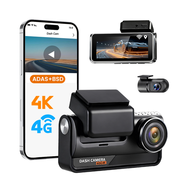 OEM Custom 4G 4K Dash Cam Dual Lens 3.69" IPS Screen Car Camera with ADAS BSD Remote Live Video Linux Dashboard DVR Manufacturer