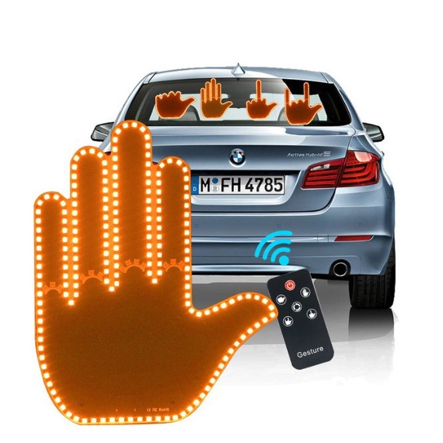 Cool Comical LED Middle Finger Interior Car Indicator Lights Remote Control Accessory Enhanced Consumer Electronics Experience