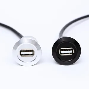 Presa connettore USB da 22mm diametro di montaggio metallo alluminio anodizzato USB 2.0 femmina A cambio A maschio A con cavo da 60CM