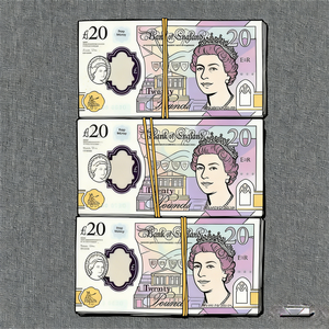 Argent factice de qualité supérieure, 20 livres sterling, Royaume-Uni, en polymère, réaliste, argent de <span class=keywords><strong>jouet</strong></span> avec différents numéros de série pour les mariages, 70*37mm, 50% - Product Image 1