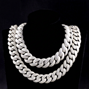 Collar de Plata de Ley 925 con Baño de Oro, 20mm 22mm de Ancho, con Diamantes Moissanite VVS, Estilo Cubano para Hombre, Gran Oferta - Product Image 1