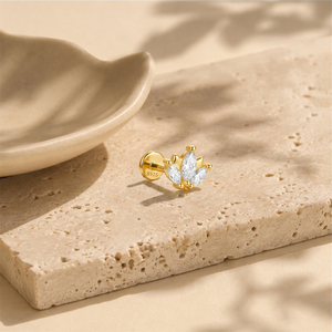 Elegante Pendiente de Plata S925 con Diseño de Corona Marquise y Tiara Delicada para Hélice y Tragus - Product Image 2