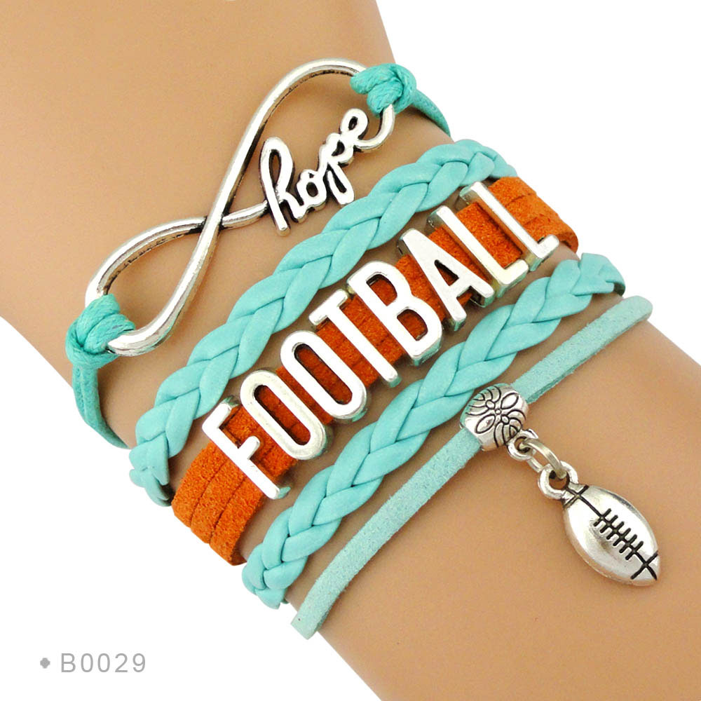 Infinity Loveメンズビーズサッカーラグビーファン向けレザー