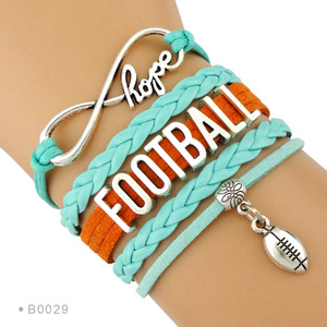 Infinity Love Bracelets en cuir <span class=keywords><strong>de</strong></span> perles pour hommes pour les fans <span class=keywords><strong>de</strong></span> rugby <span class=keywords><strong>de</strong></span> football meilleurs amis grand-mère joueurs Bracelet à breloques <span class=keywords><strong>de</strong></span> mode - Product Image 3