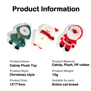 Quality Custom Interactive Mint Catnip Pet Chew Toys Bite-Resistant Kittens Snowman <b>Plush</b> Toy with Squeaker - Product Image 5