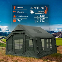 Tente de camping gonflable HH Camper pour 3 à 5 personnes, en toile de coton, avec fenêtre de toit, 3,2 x 2,2 x 2,1 m, abri familial pour le camping en toutes saisons