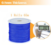 Cordon de nouage chinois 0,8 mm 65 m, fil de macramé Kumihimo, fil à perler, cordon paracorde enduit pour la fabrication de bijoux, sacs, vêtements, chaussures, bricolage