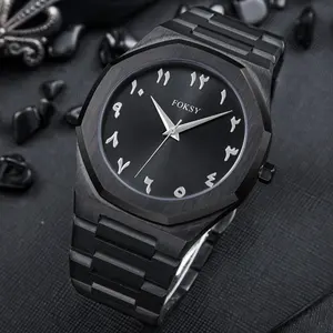 Reloj árabe de acero inoxidable Montre Homme único de alta calidad personalizado con logotipo reloj de cuarzo de lujo para hombre resistente al agua