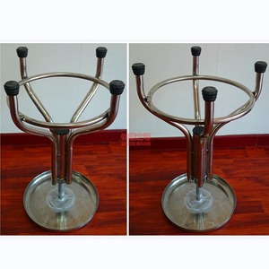 Tabouret rond en acier inoxydable avec mécanisme de levage en spirale pour chaise de bureau, conception à trois ou quatre pieds, base épaissie - Product Image 5