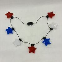 Collier lumineux LED clignotant 7 étoiles, rouge, blanc, bleu, collier à cinq branches en forme d'étoile, accessoire de fête patriotique pour la fête de l'Indépendance