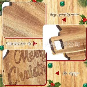 Christmas <b>Wooden</b> Gingerbread Man Cutting Board Natural Wood Color Multifunction Chopping <b>Block</b> For Dessert And Cooked Food Tray - Product Image 5