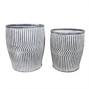 <b>Large</b> Durable Powder Coated Metal Flower Pot & Planter Set of 2 Pcs Customized Shape and Size for Indoor/Outdoor Decor - Product Image 1