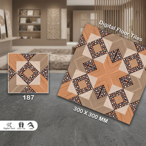 Carreaux de sol en céramique émaillée imprimés numériquement Vistaar Brand Dark Design 12x12 pouces, imperméables pour salle de bain - Product Image 3