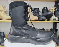 Bottes tactiques d'hiver légères en cuir microfibre avec fermeture éclair latérale, semelle en PU, haute tige, imperméables, pour la sécurité et le travail