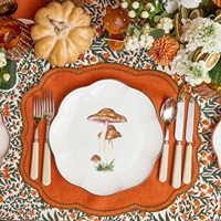Napperons modernes en lin faits main, orange brûlé, brodés festonnés, lavables, résistants à la chaleur, pour la table de Thanksgiving et l'automne