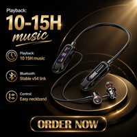 Écouteurs sans fil semi intra-auriculaires à tour de cou, vente en gros d'usine, HiFi Stéréo Bass, contrôle tactile, magnétiques, BT 5.4, IPX4, AAC pour musique et appels