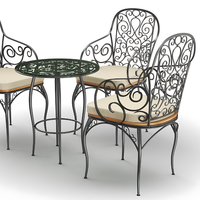 Ensemble de meubles de jardin en métal forgé avec un design contemporain et une finition antique, chaises et banc TTD