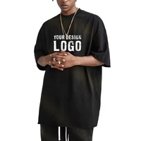 Kaos Pria 100% Katun 300gsm Rajutan Longgar O-Neck Lengan Pendek untuk Logo Kustom Pesanan Grosir Kasual