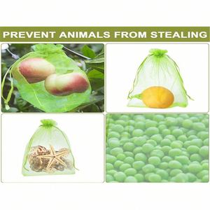 Cross-Border Screen Printed UV Coated Recyclable <b>Nylon</b> Mesh <b>Bag</b> Insect Bird-Proof Drawstring Pouch Food-Safe for Peach Guava - Product Image 3