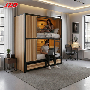 JZD Lit-capsule de type pod, fabricant de lits pour hôtels, cadre de lit double avec rangement, lit superposé pour adulte, lit mezzanine double - Product Image 1