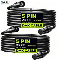 Lot de 2 câbles DMX512 de 50 pieds à 5 broches, 3 conducteurs, XLR mâle vers femelle, pour contrôleur d'éclairage de scène