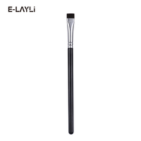 Kuas Concealer alis datar perak hitam profesional tipis Vegan Tunggal kuas cat alis datar rambut presisi Logo kustom