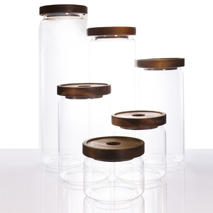 Grand pot de conservation alimentaire en verre grande capacité, transparent, pour céréales, avec couvercle en <span class=keywords><strong>bois</strong></span> d'acacia - Product Image 6