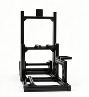 Simulateur de cockpit en aluminium argenté noir 3060 4080 avec support d'écran, pédalier, siège de course, base de volant de simulation pour console de jeu PC