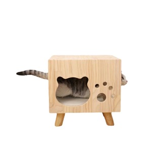 Solid Wood Cat <b>Bed</b> Square Pet <b>House</b> Multifunctional Stool For Cats Medium Size - Product Image 5