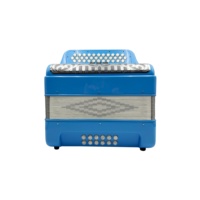 SEASOUND Accordéon professionnel en bois bleu profond 34 boutons 12 basses 3 registres avec grille argentée et boutons blancs JB3412C OEM Musical