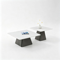 Table basse gigogne moderne et minimaliste en marbre, vente en gros d'usine, table centrale durable avec plateau en marbre pour salon et bureau