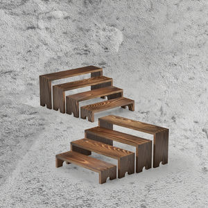 Juego de 4 Soportes de Exhibición de Madera Marrón en Niveles, Apilables, Aptos para Horno, para Cupcakes, Decoración Rústica, No Tóxicos y Ecológicos para Postres - Product Image 3