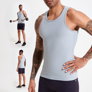 Wholesale Sleeveless <b>Compression</b> Custom Workout Clothes <b>Men</b> Breathable Casual Fitness Activewear Knitted Weaving - Product Image 1