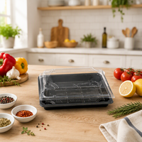 Boîte à sushi jetable avec couvercle transparent, plateau en plastique PET de qualité alimentaire épaissi pour restaurant, vente en gros, commande en gros