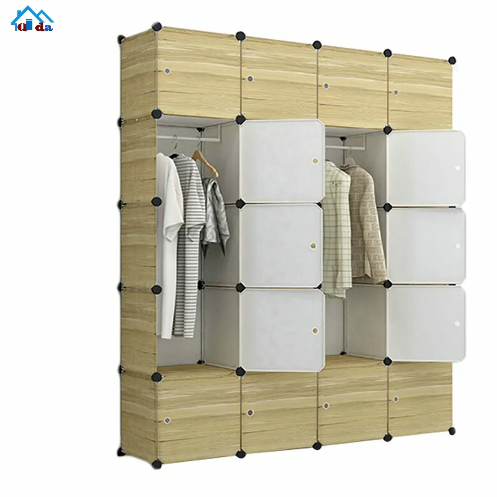 QIDA DIY plástico dobrável portátil portas dobráveis armário pp cubo armário crianças guarda-roupa