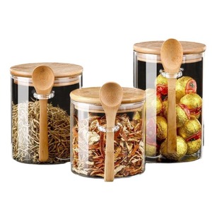 Frasco <span class=keywords><strong>de</strong></span> vidrio <span class=keywords><strong>de</strong></span> borosilicato ecológico <span class=keywords><strong>para</strong></span> alimentos, especias, frutos secos, dulces, tarro <span class=keywords><strong>de</strong></span> grano <span class=keywords><strong>de</strong></span> café, tarro <span class=keywords><strong>de</strong></span> almacenamiento <span class=keywords><strong>de</strong></span> vidrio transparente con cuchara y tapa <span class=keywords><strong>de</strong></span> madera <span class=keywords><strong>de</strong></span> bambú - Product Image 1