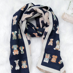 Tùy Chỉnh Bông Khăn Với Dễ Thương Con Chó Con In Mùa Thu Mùa Đông Bốn Mùa Giản Dị Khăn Choàng Unisex Mùa Đông Phụ Kiện Quà Tặng - Product Image 6