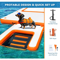 Rampe de bateau gonflable pour chien avec marches d'accès à l'eau, utilisation commerciale en extérieur, matériau PVC