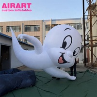 Grand fantôme gonflable géant de dessin animé blanc, mascotte décorative mignonne pour Halloween en extérieur, ballon fantôme gonflable de dessin animé