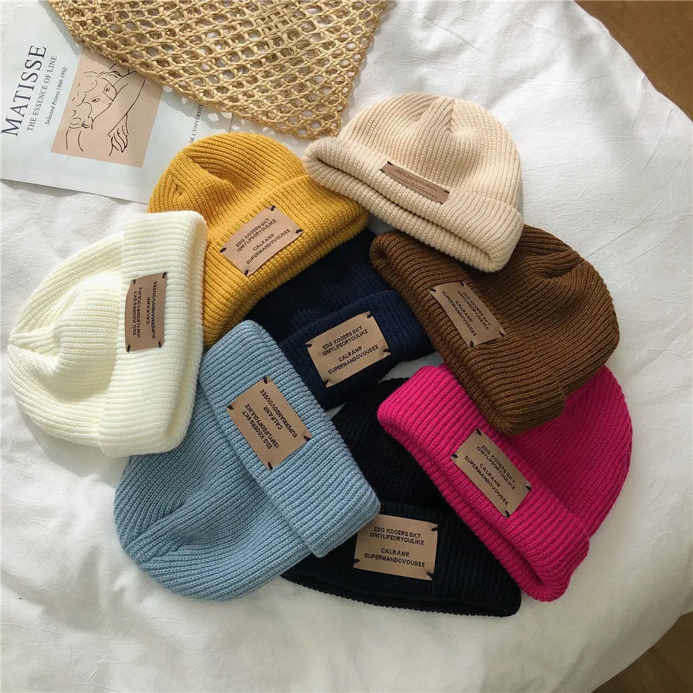 Mũ Dệt Kim Nam Nữ Có Miếng Vá Tùy Chỉnh Mũ Beanie Mùa Đông Có Nhãn Dệt