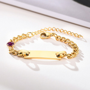 Dropshipping 14k <span class=keywords><strong>oro</strong></span> placcato in acciaio inossidabile Birthstone braccialetto personalizzato nome bambino braccialetto - Product Image 4