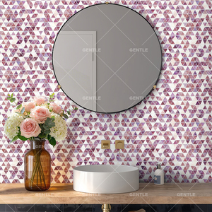 Mosaïque triangulaire en verre <span class=keywords><strong>rose</strong></span> et violet, mosaïque en verre thermofusible pour revêtement mural <span class=keywords><strong>de</strong></span> <span class=keywords><strong>salle</strong></span> <span class=keywords><strong>de</strong></span> <span class=keywords><strong>bain</strong></span> et <span class=keywords><strong>de</strong></span> buanderie - Product Image 4