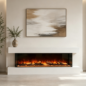 Valse 50/60/80/100 3 Sided <b>Fireplace</b>, Smart Wi Fi App Remote Control Heater, 750W/1500W Dual Heat for Large Room Practical USB I - Product Image 1