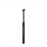 Kuas Concealer Sudut Datar Bulu Sintetis Gagang Kayu Mini untuk Kontur Hidung & Bronzer, Foundation Cair, Krim, dan Bedak